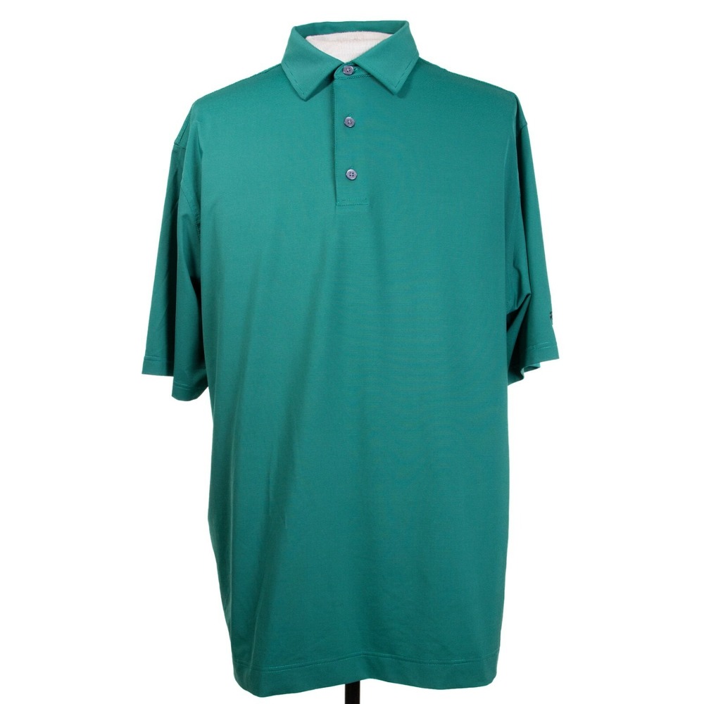 FootJoy Prodry‎ Mens XL Green Stripe Golf Polo Shirt Polyester Naples Ryder Cup